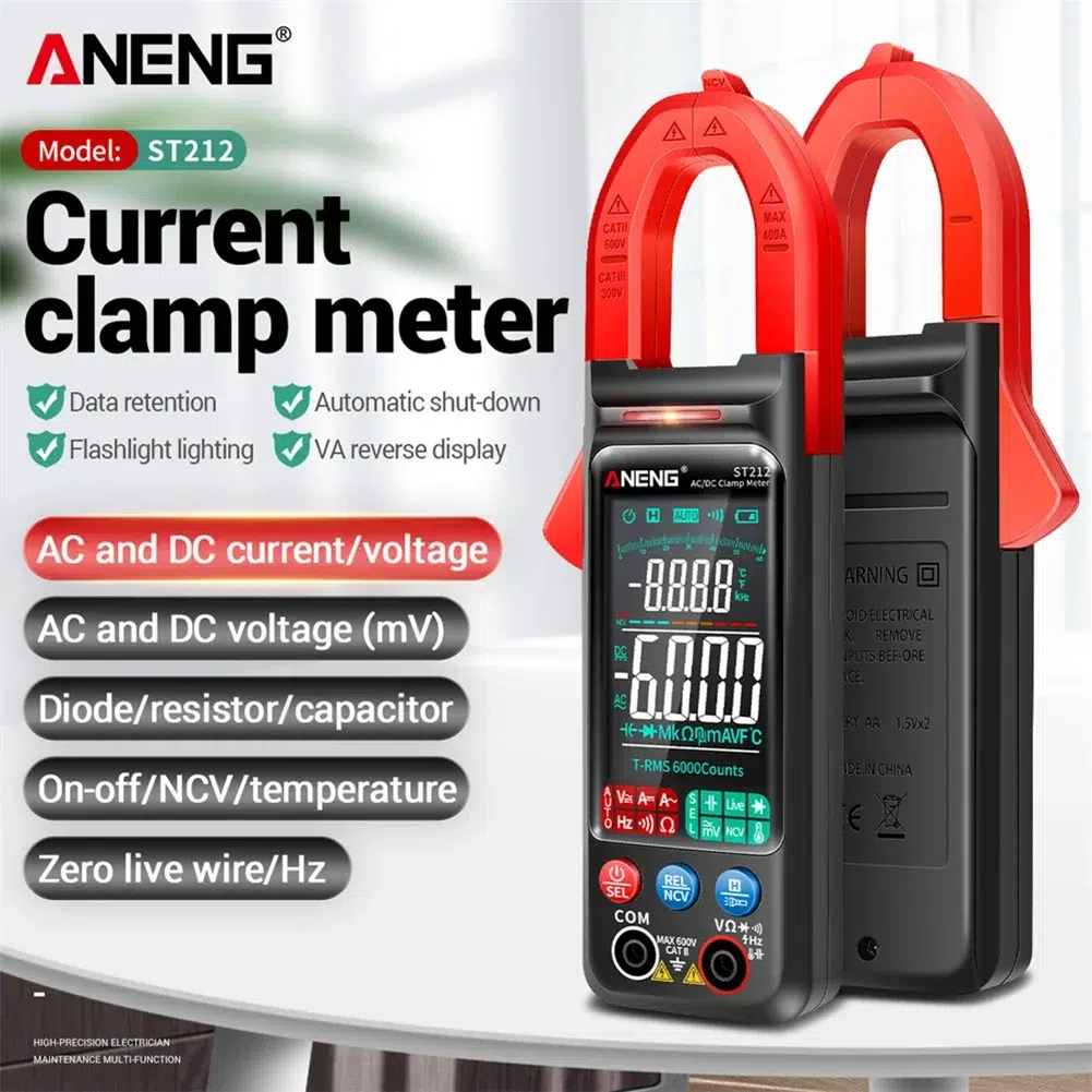 ANENG - ST212 -Pince ampèremétrique numérique, multimètre, testeur de tension, affichage LCD à plage automatique, courant CC et CA, NCV, Ohm, 6000 points, 400A – Image 2