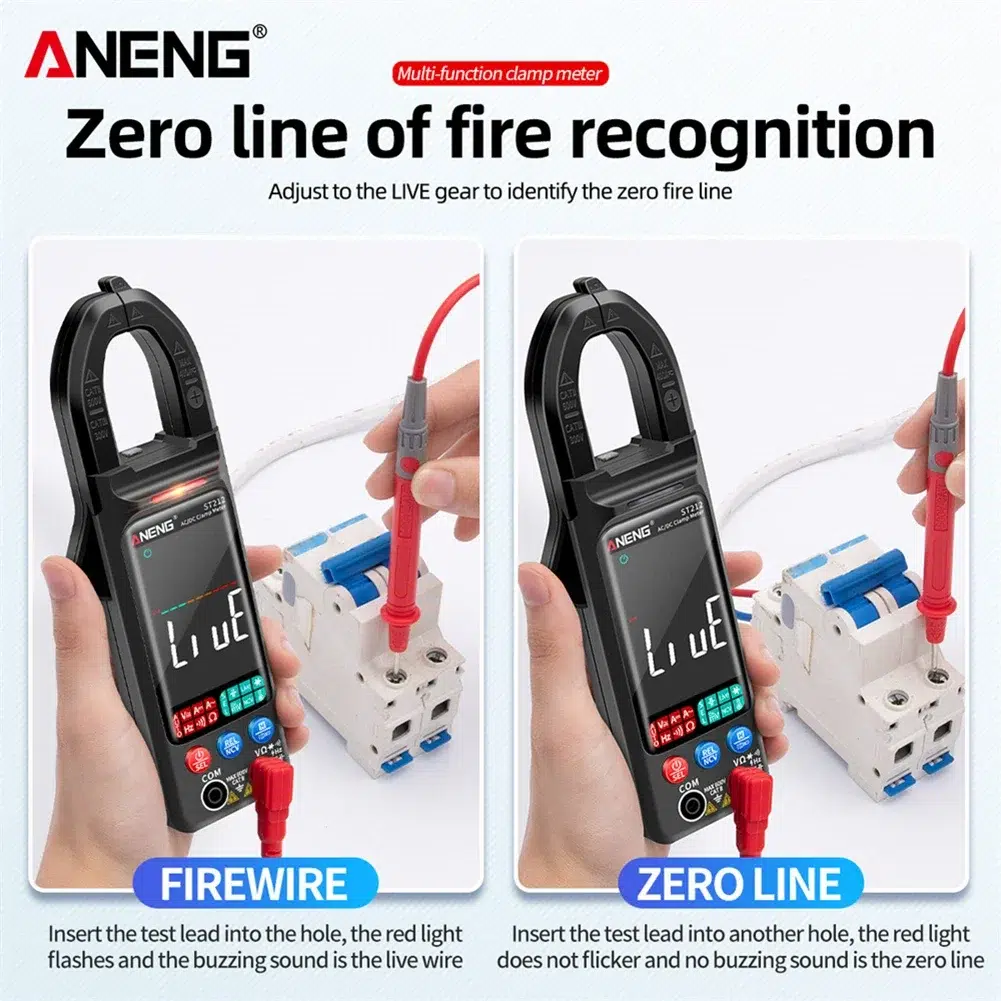 ANENG - ST212 -Pince ampèremétrique numérique, multimètre, testeur de tension, affichage LCD à plage automatique, courant CC et CA, NCV, Ohm, 6000 points, 400A – Image 3
