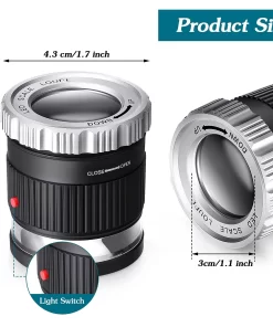 Alternative view of Loupe portative 30X avec échelle LED lumière UV Loupe cylindrique réglable focale HD Loupe bijoux outil lecture Loupe