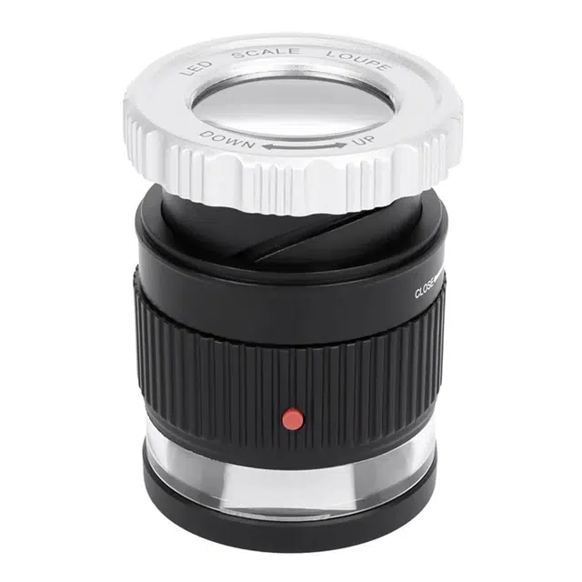 Loupe portative 30X avec échelle LED lumière UV Loupe cylindrique réglable focale HD Loupe bijoux outil lecture Loupe – Image 7