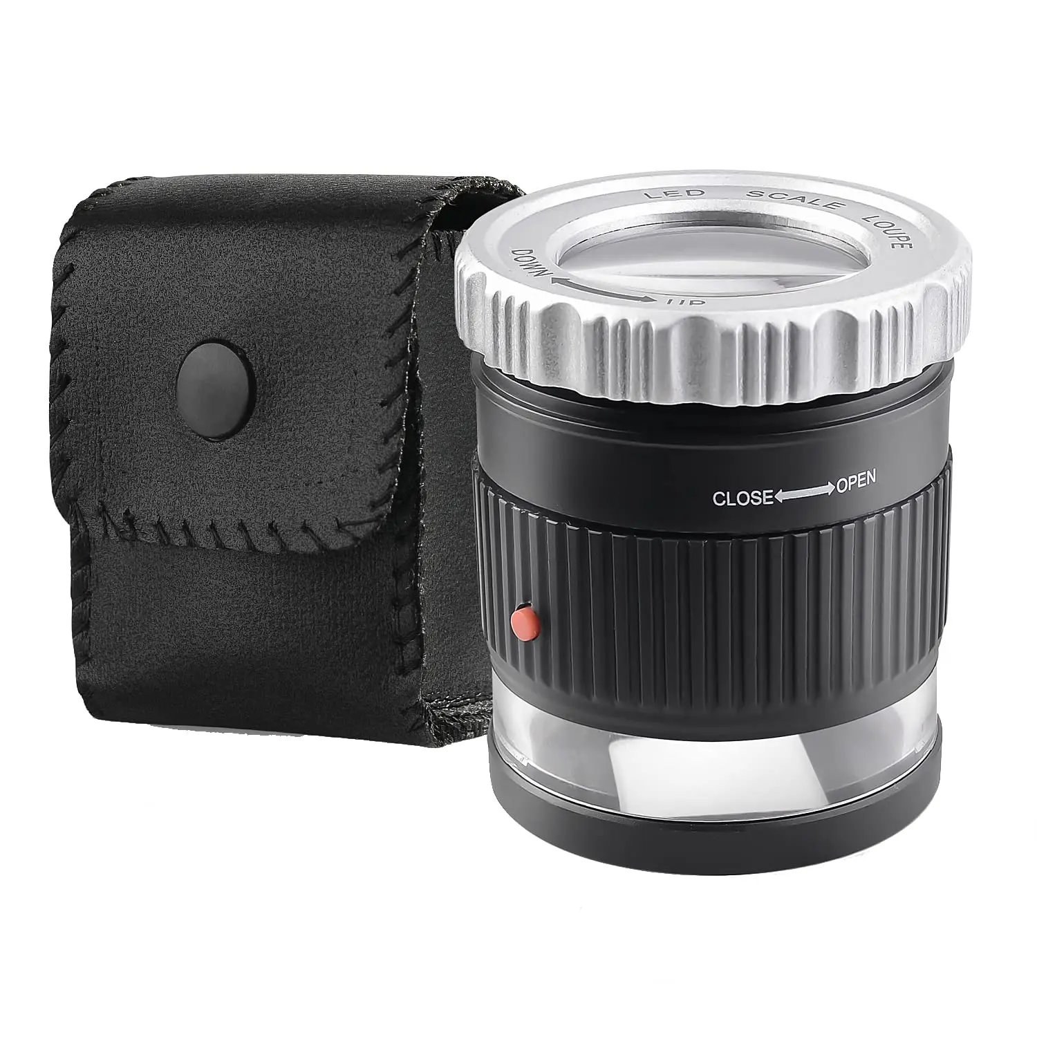 Loupe portative 30X avec échelle LED lumière UV Loupe cylindrique réglable focale HD Loupe bijoux outil lecture Loupe