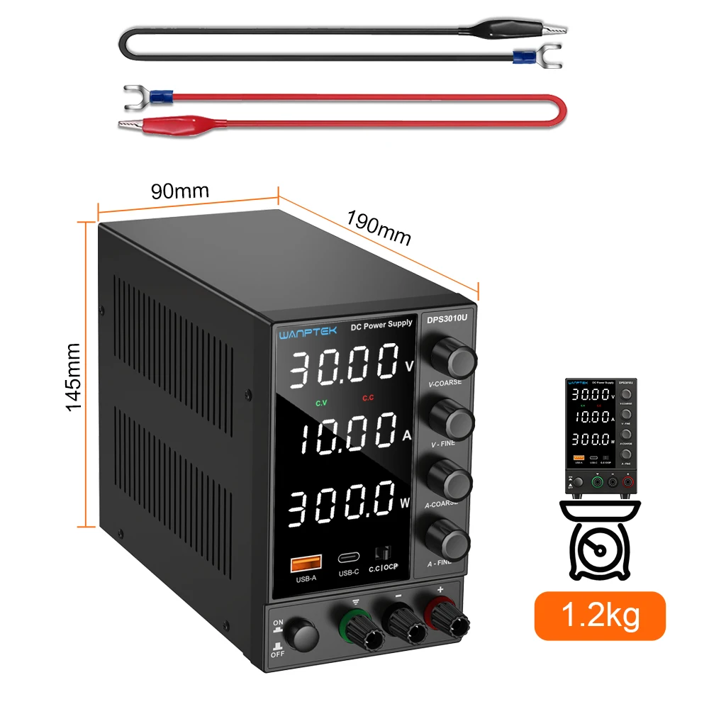 Wanptek-Alimentation électrique 30V, 10A/5A DC, affichage numérique réglable, tension de laboratoire, réparation – Image 3