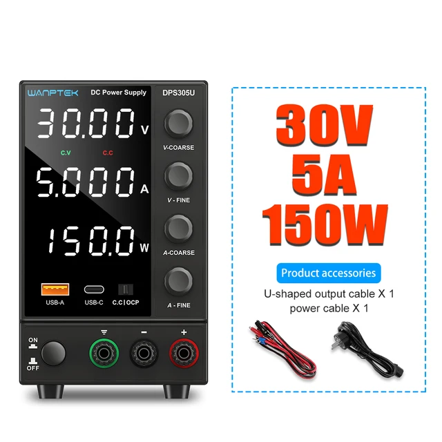 Wanptek-Alimentation électrique 30V, 10A/5A DC, affichage numérique réglable, tension de laboratoire, réparation – Image 7